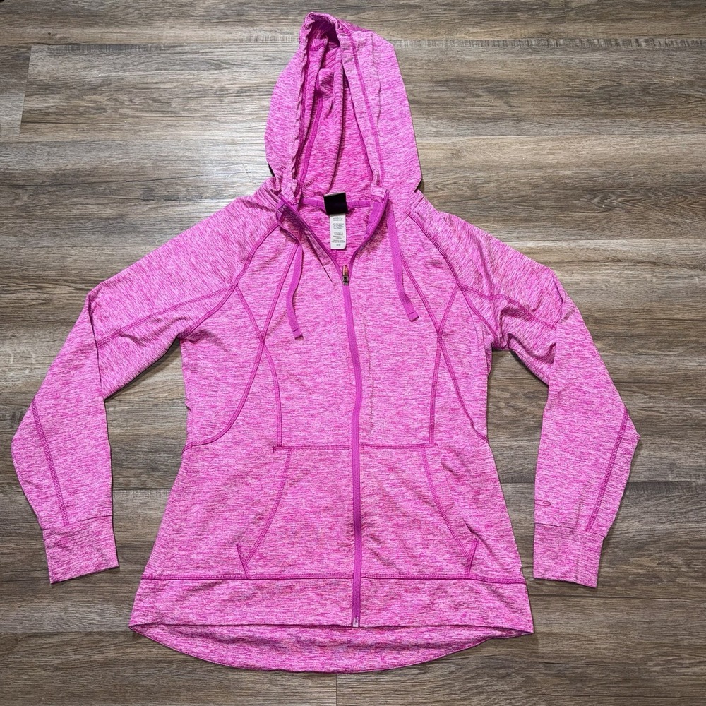 Champion Duo Dry Long Sleeve Full Zip Hoodie Womens Medium Bright Pink Gym